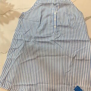 Blue and White Striped Sleeveless Top